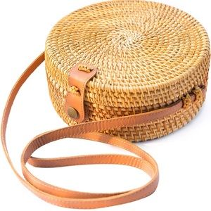 Handwoven Round Rattan Purse